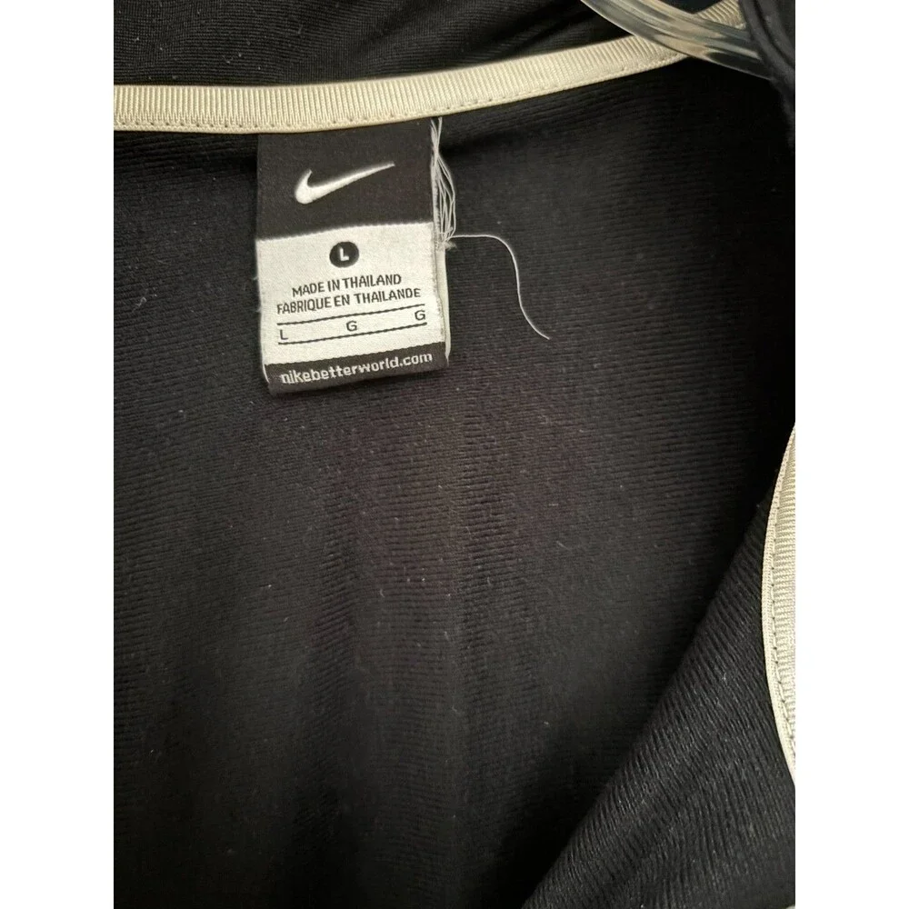 Vintage Nike Track Jacket  Mens L Black Full Zip Swoosh Logo Long Sleeve Jogging